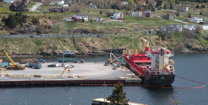 A freighter loads at Bay Bulls near St. John's